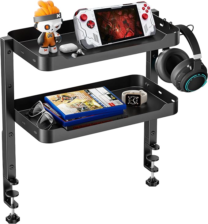 ARES WING 2-Tier Clamp On Desk Shelf, 16 inch Adjustable Above or Under Desk by ARESWING