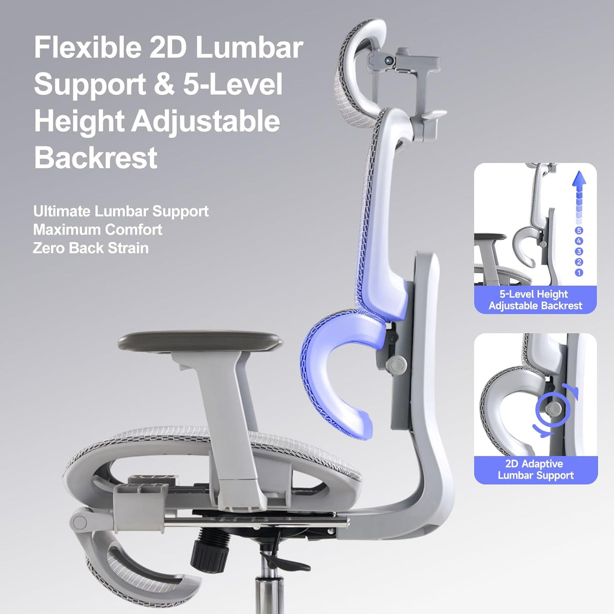 Office Chair with Footrest, Ergonomic Chair with 3D Headrest, Computer Chair ...