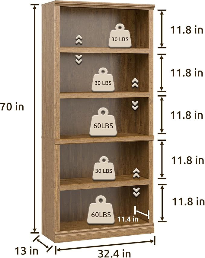 Bevfint 70 in Tall Bookcase, 33 inch Wide Floor Standing Indoor Furniture - Image 2