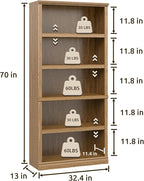 Bevfint 70 in Tall Bookcase, 33 inch Wide Floor Standing Indoor Furniture - Image 2