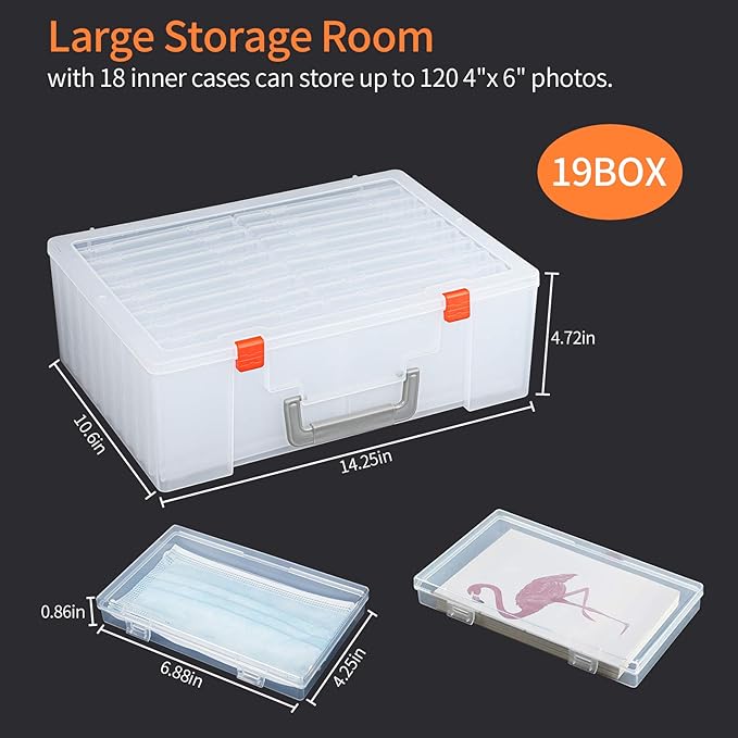 Photo Storage Box 4x6, 18 Inner Extra Large Organizer Acid-Free Photo Keeper - Image 4