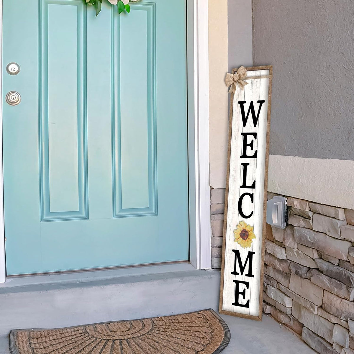 Interchangeable Standing Front Porch Welcome Sign 45"X9" Wood