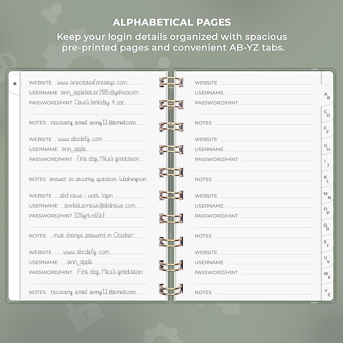 Clever Fox Password Book Spiral – Mini Internet Address & Password Organizer - Image 3