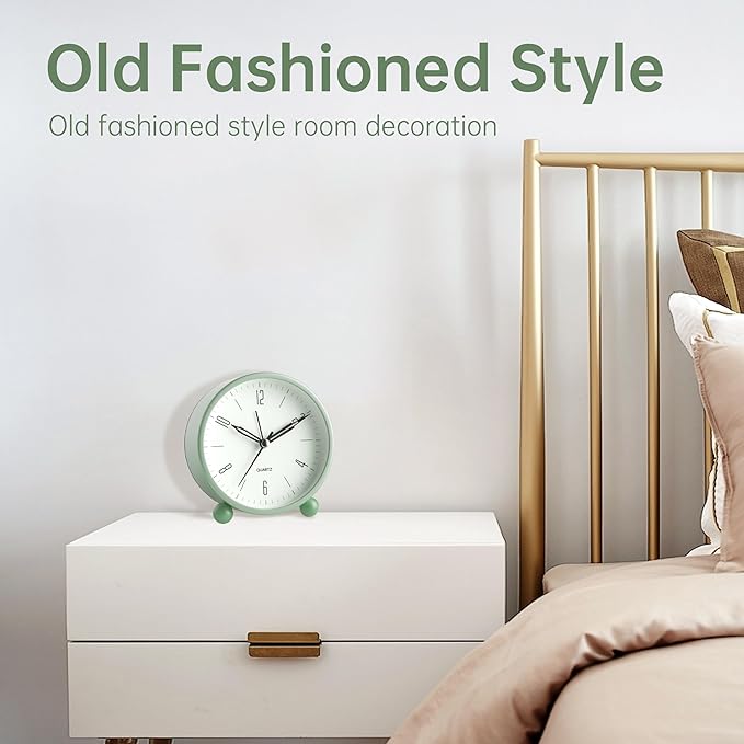 Analog Alarm Clock, 4 inch Super Silent Non Ticking Small Clock - Image 5