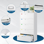 PEUKC 5 Drawer File Cabinet, Lateral Filing Cabinets - Image 5