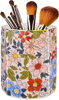 Jwest Pen Holder, Makeup Brush Holder Ceramic Shiny Gold Vintage Floral Flowers by Jwest