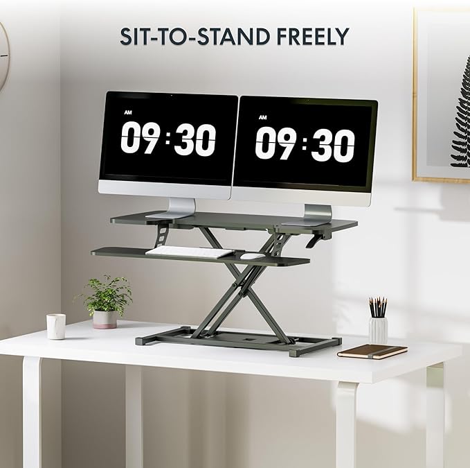 FLEXISPOT 36" Wide Sit to Stand Desk Converter Height Adjustable Tabletop - Image 5