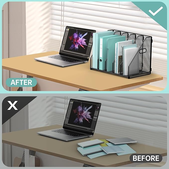 Gawerk 2 Pack Desktop File Magazine Folder Holder 5 Vertical Compartments - Image 3