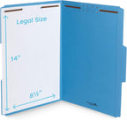 Blue Summit Supplies 50 Fastener File Folders, Legal, Heavy Duty, Blue | Heavy-duty 14pt, reinforced 1/3 top tab, legal size, embedded fasteners, for legal, medical, and office records