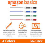 Amazon Basics Low-Odor Dry Erase Whiteboard Markers, Chisel Tip, 4 Assorted - Image 2