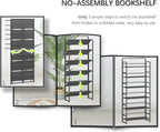 4NM No Assembly 6 Tiers Folding Bookshelf Storage Shelves Vintage Bookcase - Image 6