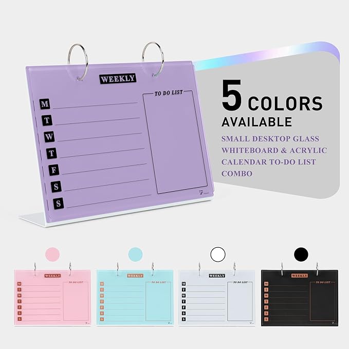 Desktop Glass Dry Erase & Acrylic Aesthetic Desk Calendar Weekly To-do List - Image 6