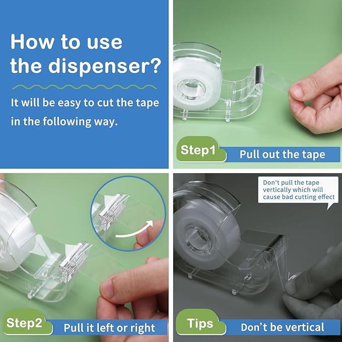 JEFURE Transparent Tape with Dispenser, 0.7 in x 1000 in Clear Tapes and - Image 4