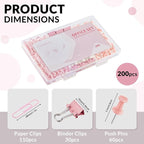 LincOficey 200pcs Paper Clips Binder Clips and Push Pins Set, Mini Clips and - Image 2