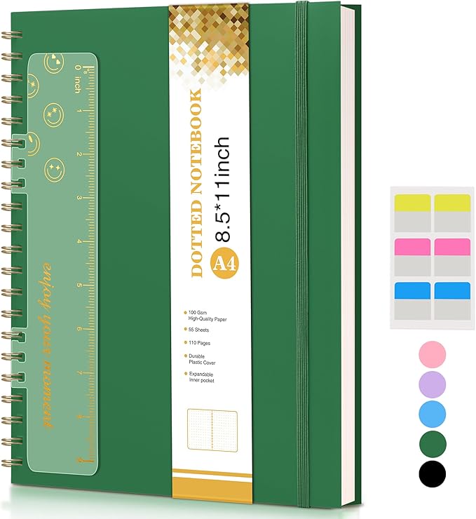 Dotted Notebook, Spiral Notebook Journal 8.5” x 11”, A4 Large Dot Grid Notebooks by UEBZFOCS