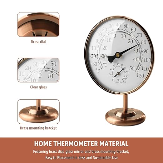 Foxyoo 4-Inch Indoor Thermometer and Humidity Gauge, Room Analog Temperature - Image 6