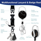 Black Marble Lanyards for Id Badges, Cute Badge Reel Heavy Duty - Image 5