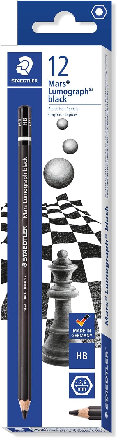 staedtler mars lumograph black art pencils, presharpened hb/#2, main product view