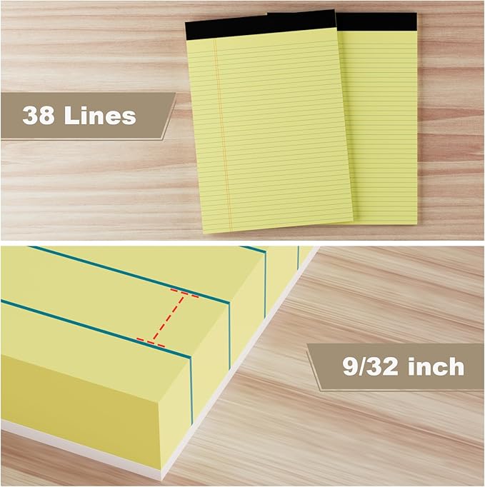AILZFEI 12 Pack Yellow Legal Pads 8.5 x 11.75 College Ruled Yellow Note Pad - Image 5