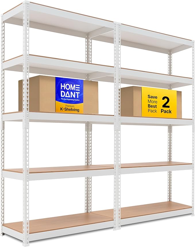 HOMEDANT 5 Tier Storage Shelves Adjustable Laminated Boltless Garage Metal by TheBestOrganizingSolution