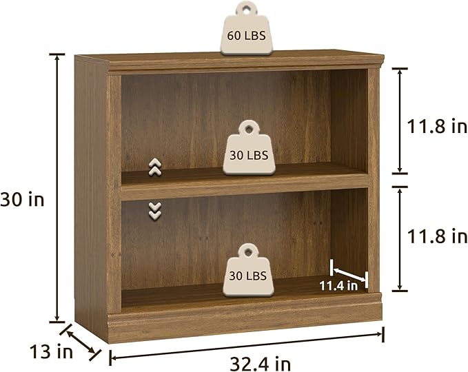 Bevfint Bookcase, 2 Tiers S Bookshelf Open Storage Organization, Floor Standing - Image 2