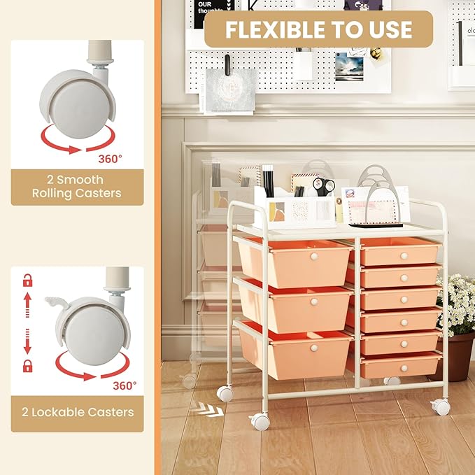 GOFLAME 9-Drawer Rolling Storage Cart, Mobile Utility Cart - Image 6