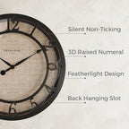 Presentime & Co 10" Farmhouse Series Wall Clock, Cottage Style, Faux Burlap - Image 2