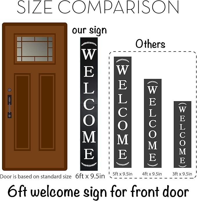 Tall Outdoor Welcome Sign - 6ft Black Rustic Modern Farmhouse Decor - Image 4