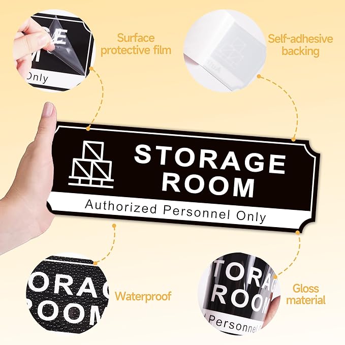 Storage Room Door Sign for Business, Self-Adhesive Durable Modern Storage Room - Image 4