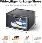 Amllas 8 Pack Shoe Boxes Black Plastic Stackable, Large Shoe Storage Organizer - Image 2