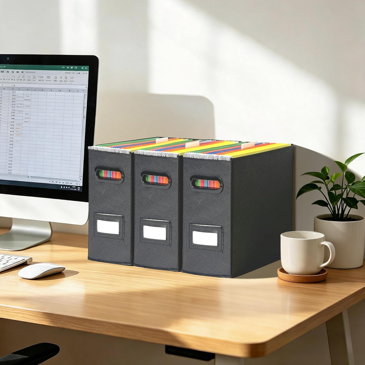 6 Pack Collapsible File Storage Box for Letter Size Documents, Portable File ...