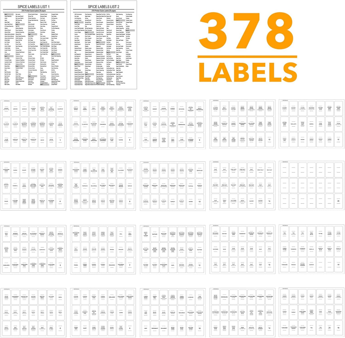 SpaceAid Bamboo Spice Drawer Organizer with 24 Spice Jars, 378 White Minimali...