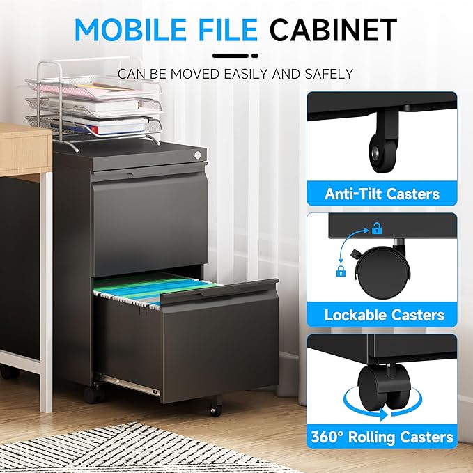 Bestoo 2-Drawer Mobile File Cabinet - Image 6