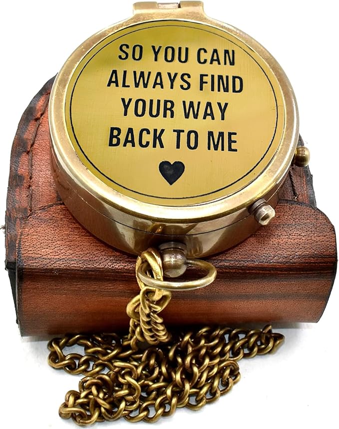 So You Can Always Find Your Way Back to Me Vintage Brass Compass by Unknown