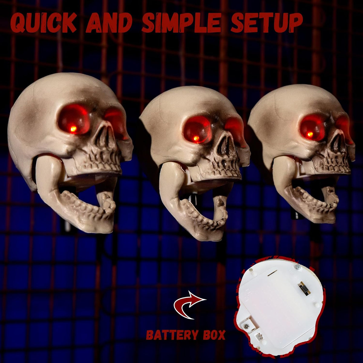Halloween Animatronic Skull Decorations,Sound Activated Skeleton Heads with S...