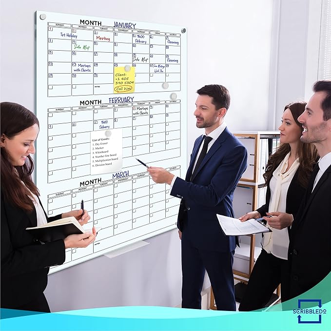 Glass Whiteboard Calendar 34x46” Quarterly Planner White Board Dry Erase Board - Image 4