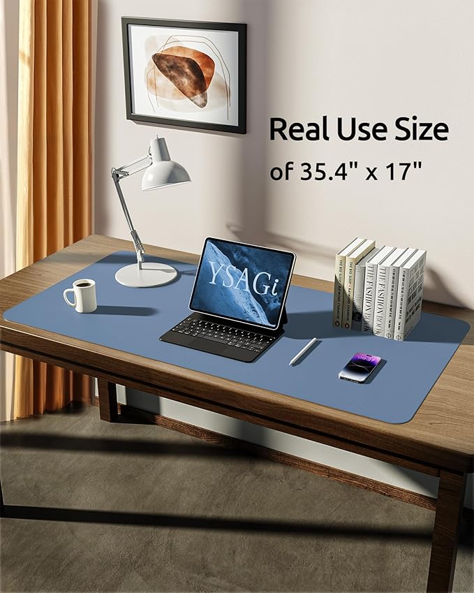 YSAGi Leather Desk Protector, Office Mat, Large Mouse Mat, Non-Slip PU Leather - Image 5