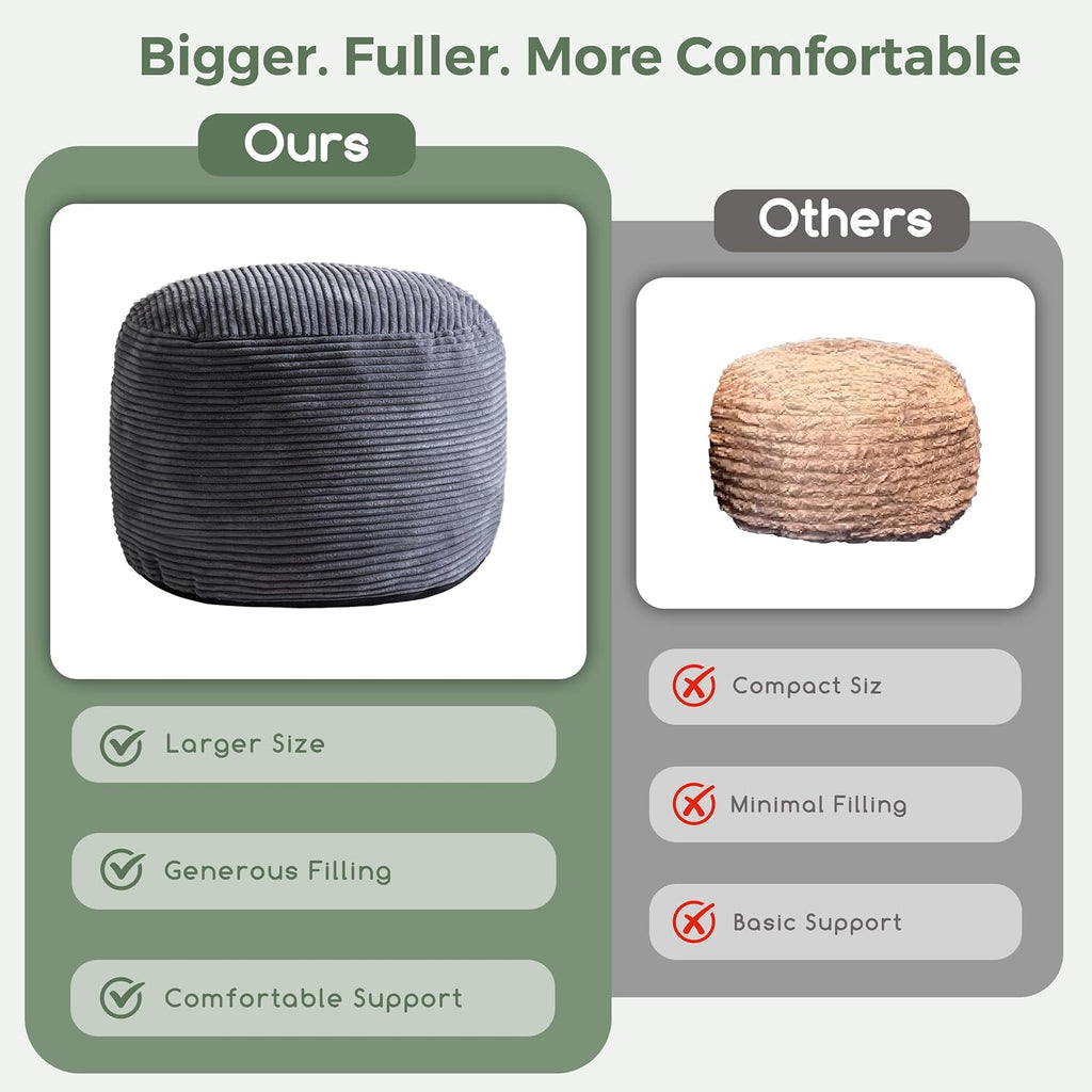 higogogo round stuffed pouf ottoman, corduroy poufs with, package contents