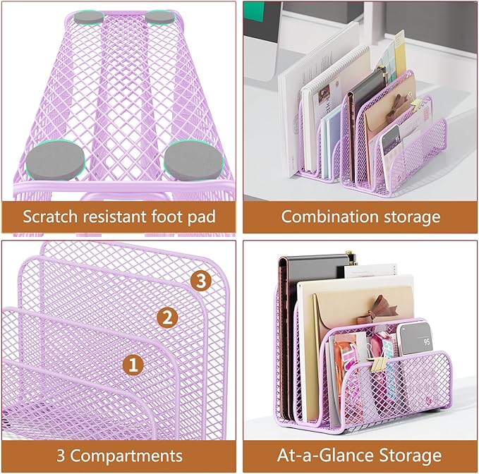 gianotter Mail Organizer Countertop, Metal File Holder - Image 4