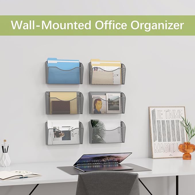 EasyPAG 6 Single Pocket Wall File Organizer, Mesh Hanging File Folder Organizer - Image 3
