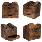 PAG Wood Desktop File Holder Organizer Mail Sorter - Image 2