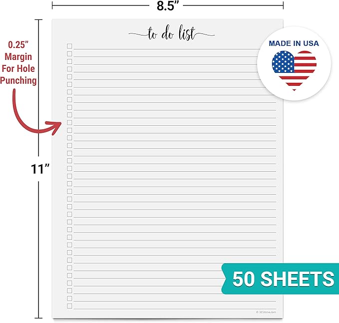 321Done To Do List Notepad for Planner Refill Pages – Made in USA - Image 2