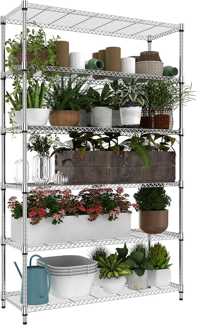 M MZG 6 Tiers Storage Shelves Load 2100LBS, Metal Shelving Wire Metal Shelving by MEIGAOPLASTICANDMETALHKCOLIMITED