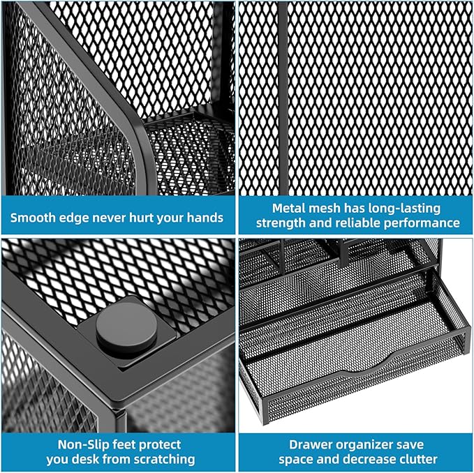 Marbrasse Mesh Pen Holder for Desk, Desk Organizers and Accessories for Office - Image 6