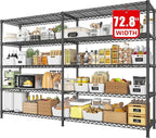 REIBII 72.8" W Storage Shelves Load 1600LBS, 5 Tier Metal Shelving Unit Wire by REIBII