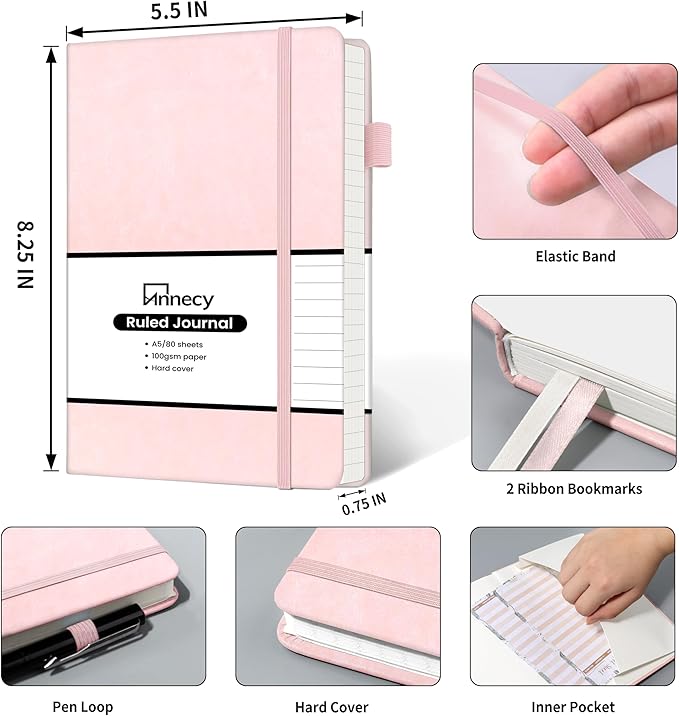 Annecy Lined Journal Notebook, Hardcover Leather Journal - Image 3