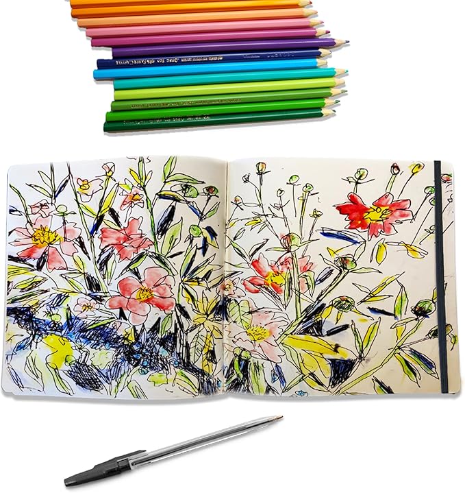 Square-Shaped Sketchbook, 8.3 x 8.3 inches, Lays Flat Flexible Sketch Book - Image 10
