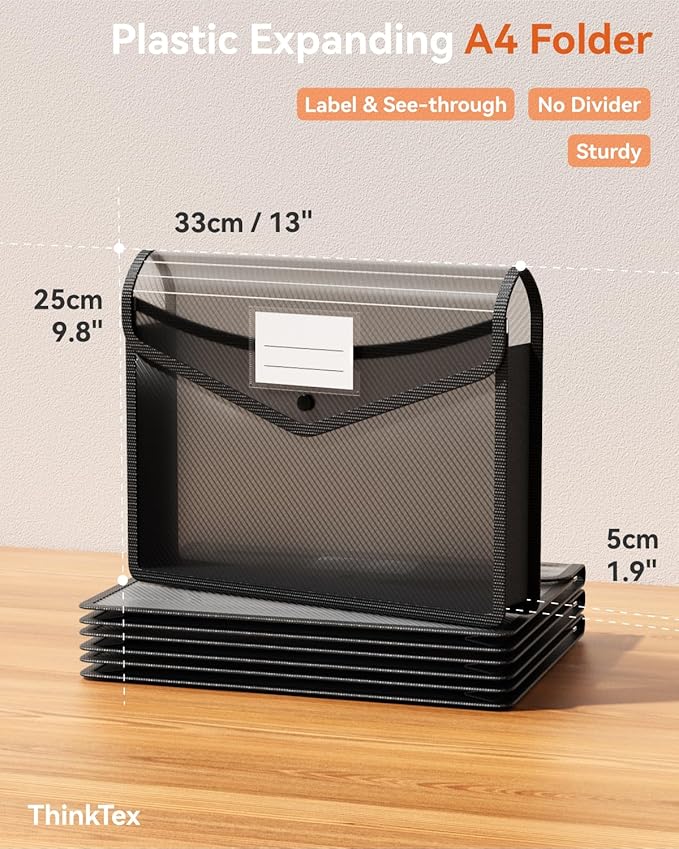 ThinkTex Plastic Expanding File Folder, Transparent envelopes - Image 2