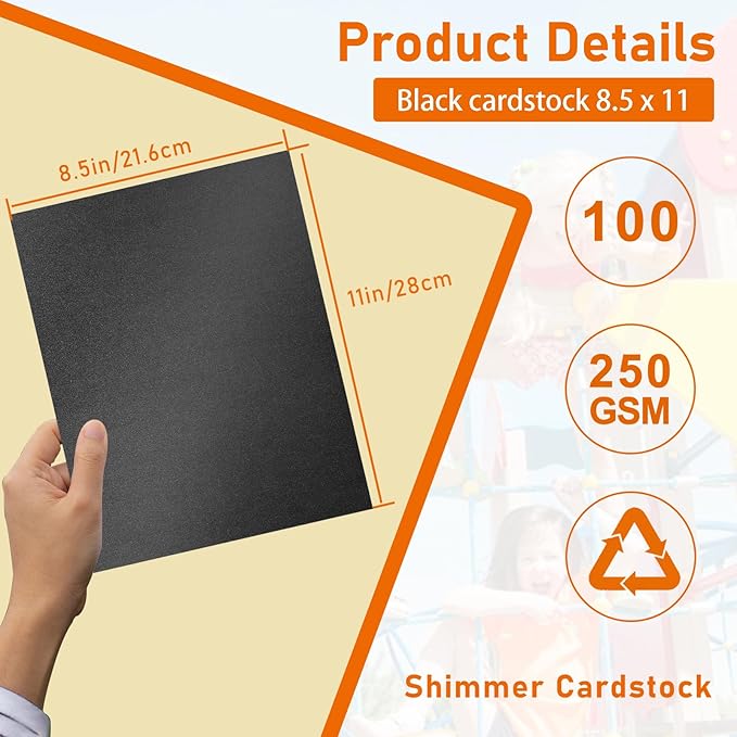 100 Sheets Black Shimmer Cardstock 8.5 x 11 Halloween Paper, 92lb Heavyweight - Image 2