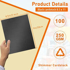 100 Sheets Black Shimmer Cardstock 8.5 x 11 Halloween Paper, 92lb Heavyweight - Image 2
